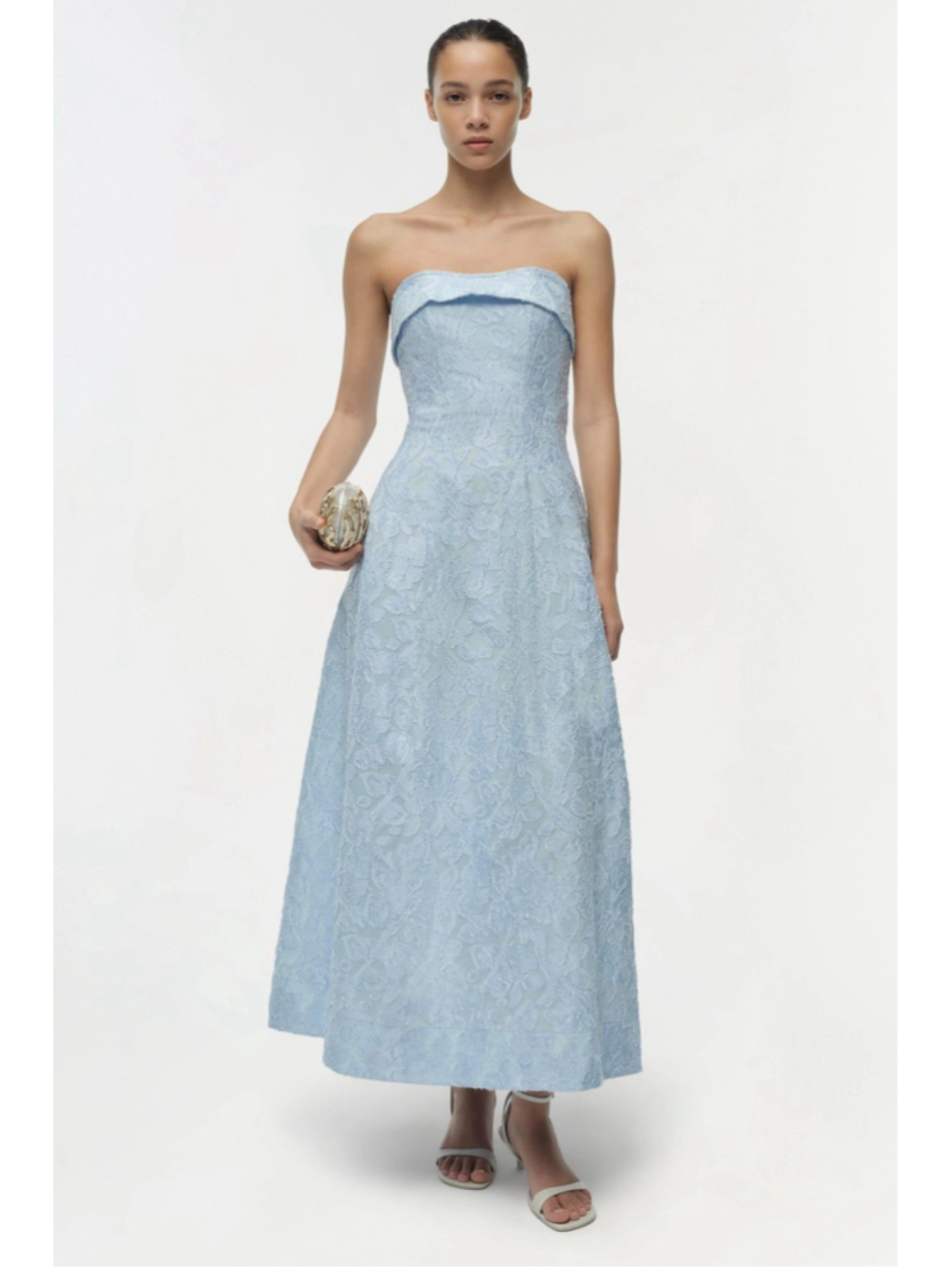 New Simkhai Valeria Jacquard Midi Dress 4 Tidepool Blue Elegant Timeless Classic